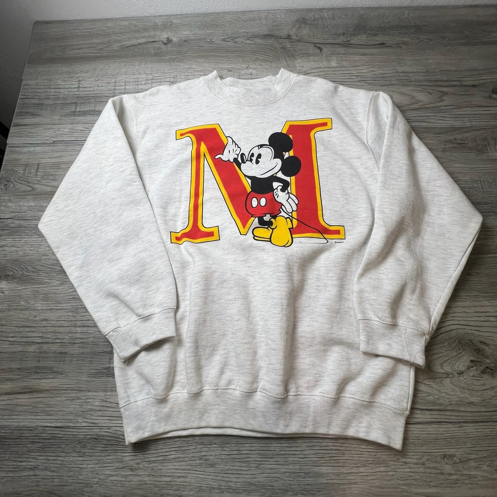 Disney Mickey Unlimited Sweatshirt Mens Large Grey Vintage 90s Mickey M Graphic